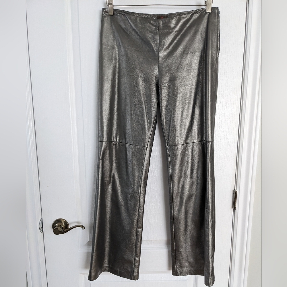 Danier real leather lined pants dark metallic color size 8 @c